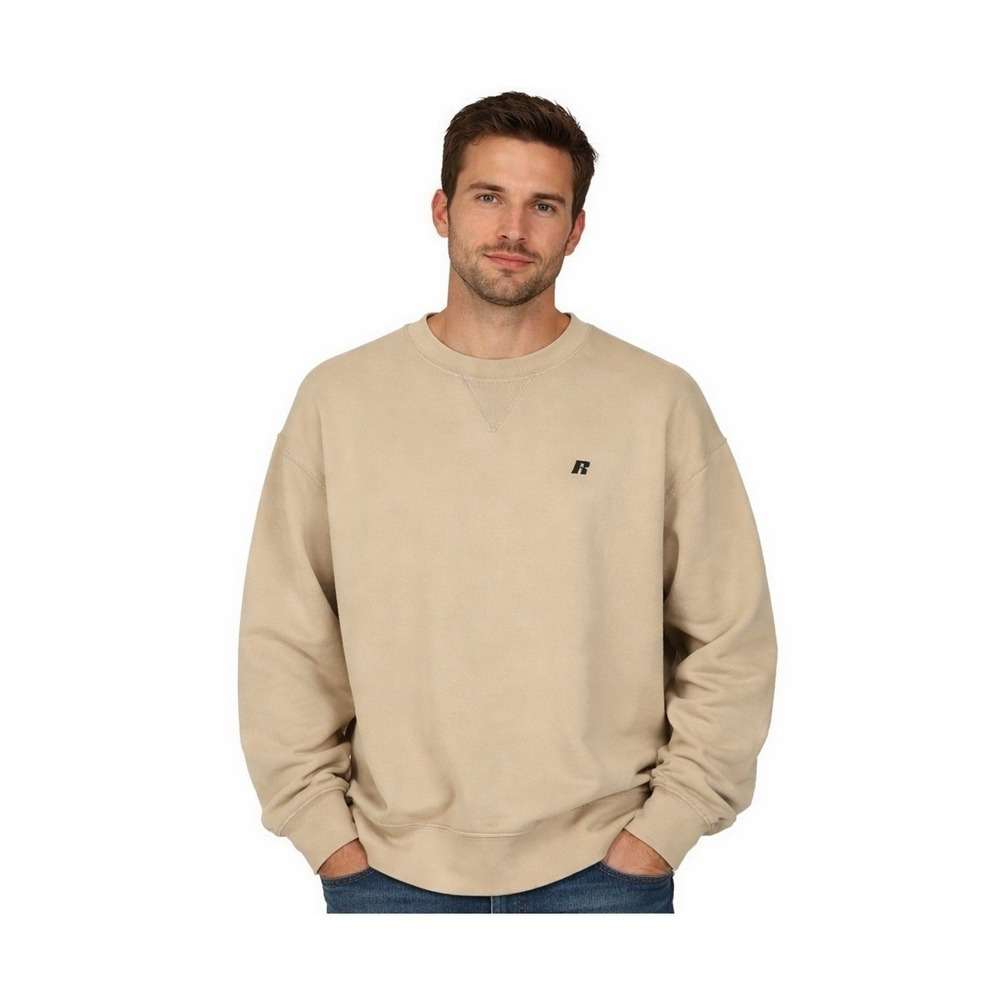 Russell Athletic ProCotton Sweatshirt Men Large Tan Beige Crewneck Logo Pullover